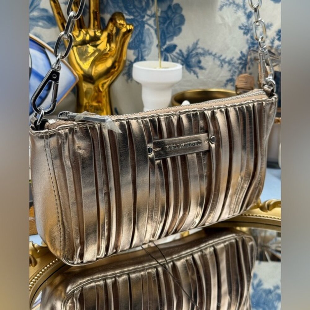 🆕 KARL LAGERFELD PARIS 🧿 NWOT K/Kushion Shoulder Pouch, Champagne Metallic - Picture 6 of 16